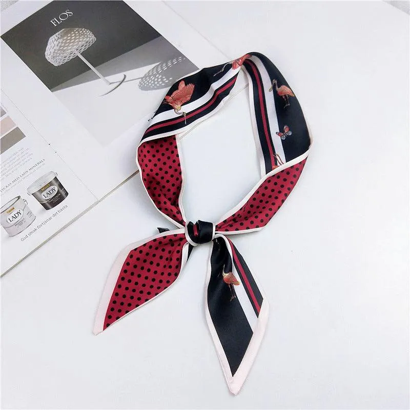 Elegant Narrow Silk-Feel Scarf - Versatile Mid-Length Design